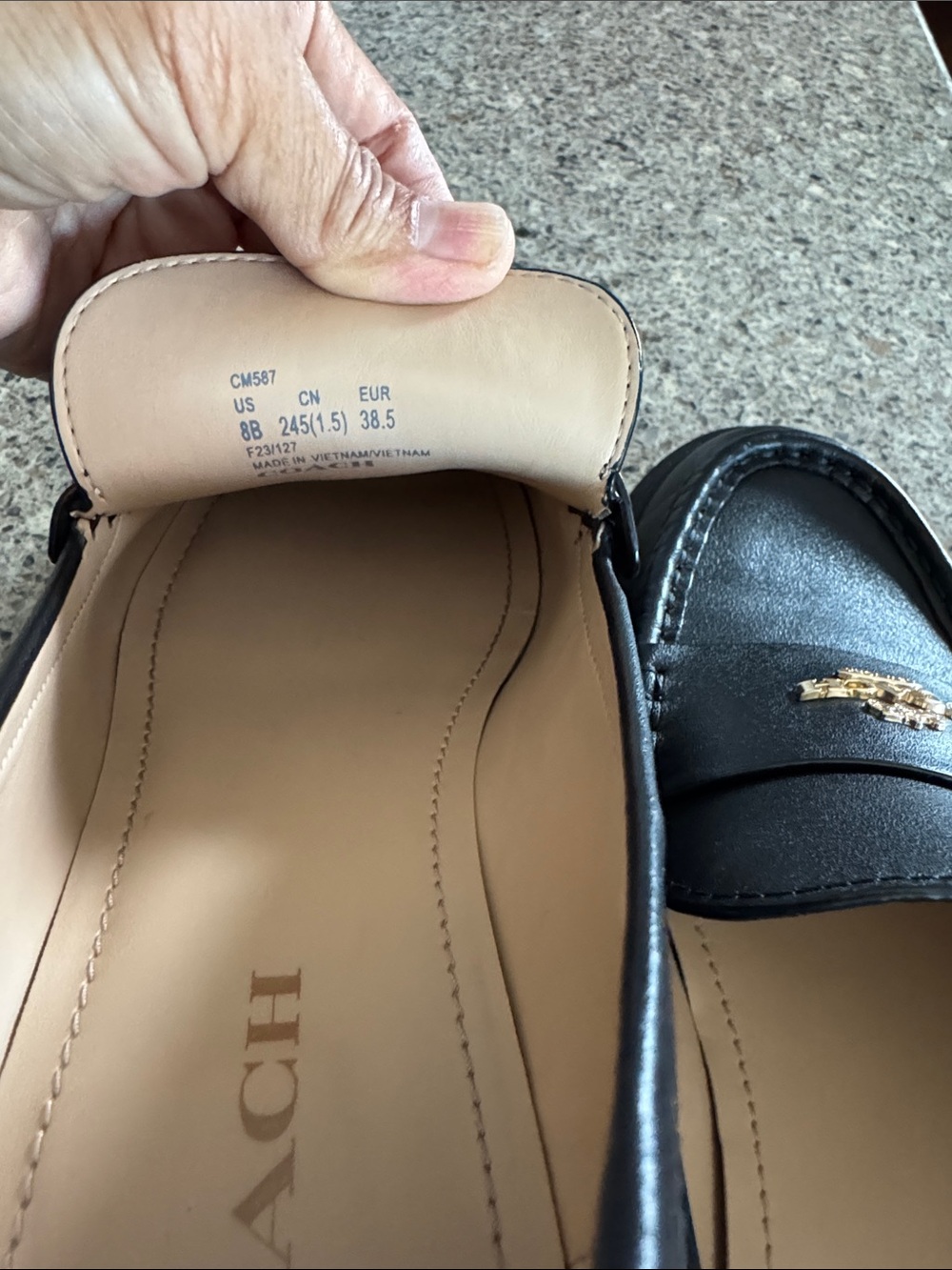 Coach Black Leather Chunky Penny Loafers with Gold Logo - Picture 5 of 17